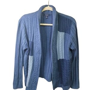 Chaps Patchwork Cableknit Cardigan Size Large